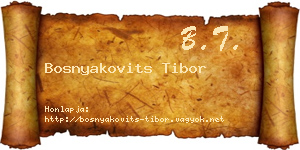 Bosnyakovits Tibor névjegykártya